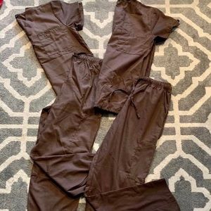 brown scrub set